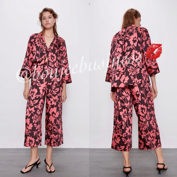 ZARA BNWT Pajama Style Lounge Wear 2pc Coord Set - Picture 2 of 13